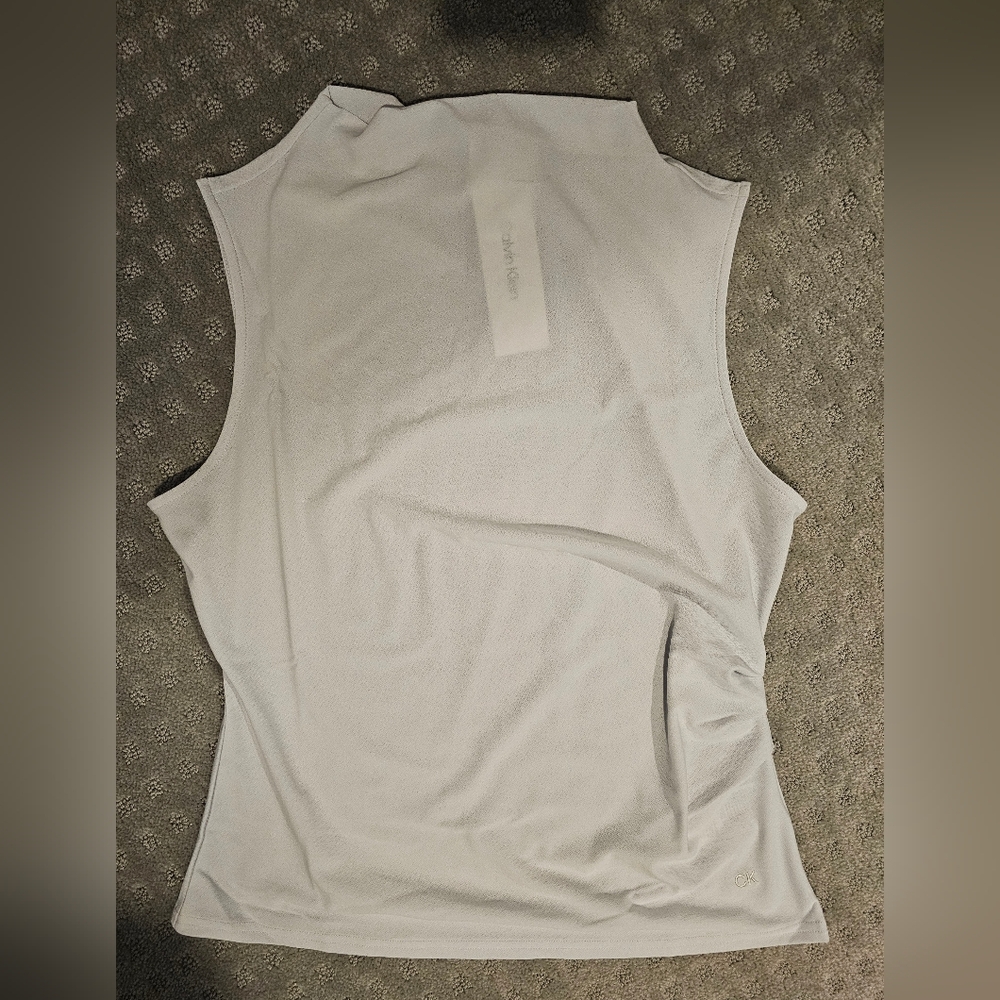 Calvin Klein Sleeveless Off White Blouse, Size M, NWT